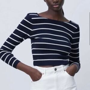 ZARA Striped Knit Top Size Large NWT